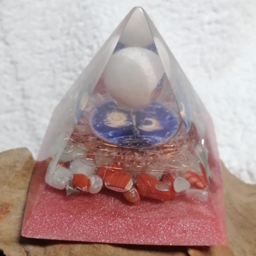 Celestial Balance of Golden Light Orgonite Pyramid